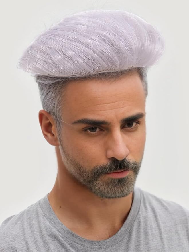 H&Bwig Men Short Toppers Hairpiece Clip in Hair Extensions for Covering White Loss Hair Toupee(5 Colors Customize)