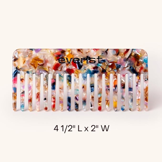 Everist Confetti Comb – Recycled, Travel-Friendly Wide-Tooth Detangling Comb for All Hair Types
