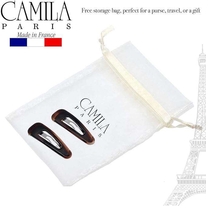 Camila Paris AD89/2 French Hair Barrettes Clips, Snap Hair Slides Clic Clac for Women, Styling Girls Side Slide-in Metal Snap Pin Hair Accessories for Women. Strong Hold, No Slip Grip, Made in France