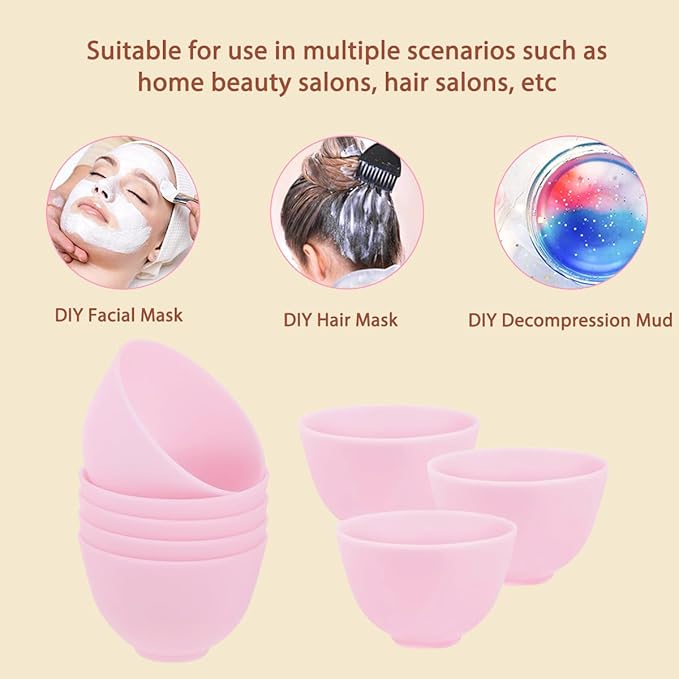 8 Piece Silicone Mixing Bowl Set, 3.93-Inch Microwaveable Silicone Bowls, Facial Bowls for Aestheticians, for Facial Masks, Mud Masks and Other Skin Care Products