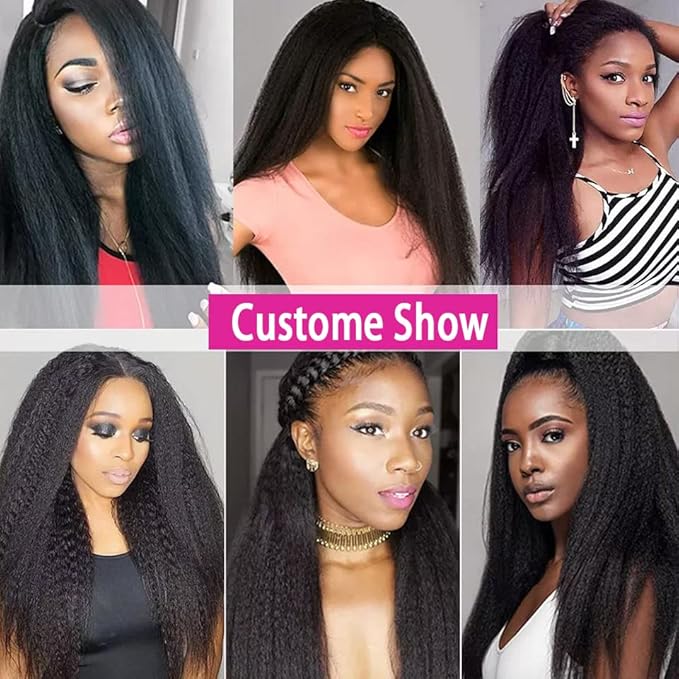 Kinky Straight Clip in Hair Extensions Real Human Hair 8Pcs Remy Human Hair Clip in Extensions for Women, Natural Human Hair 120g 16inch #1B Natural Black