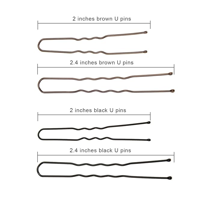 Hicarer 200 Pcs 2.4 & 2 Inches U Shaped Hair Pins with Storage Box Black and Brown for Women Hair Bobby Pins with Clear Storage Box