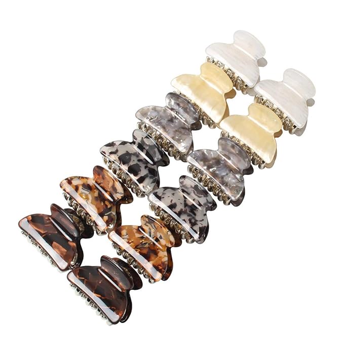 1.57 inch Small Acrylic Hair Claw Clips for Girls and Women Marbling Hair Clips,Plastic No-Slip Grip Jaw Hair Clip Hair Jaw Clamp,Pack of 12