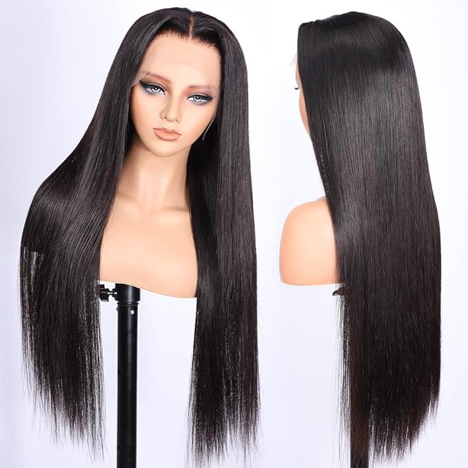 Iris Queen 220 Density 13x4 HD Straight Lace Front Wigs Human Hair Pre Plucked 12A Transparent Full Lace Frontal Wig for Black Women Unprocessed Natural Black Hair (20 inch)