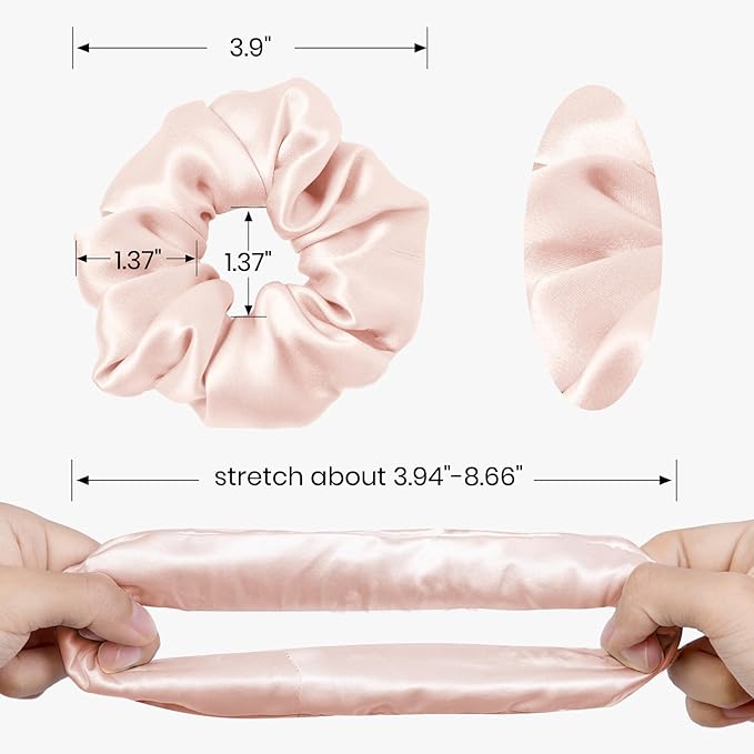 LILYSILK Silk Hair Scrunchies Ties for Frizz & Breakage Prevention 100% Mulberry Elastic Ponytail Holder 5PC (gravel gold+pale pink +ice blue+pale green+LILYAUREA)