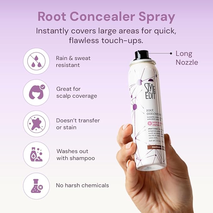 Root Touch Up Spray for Dark Brown Hair by Style Edit | Gray Hair Coverage | Temporary Dark Brown Hair Dye | 0.75 oz. Travel Size