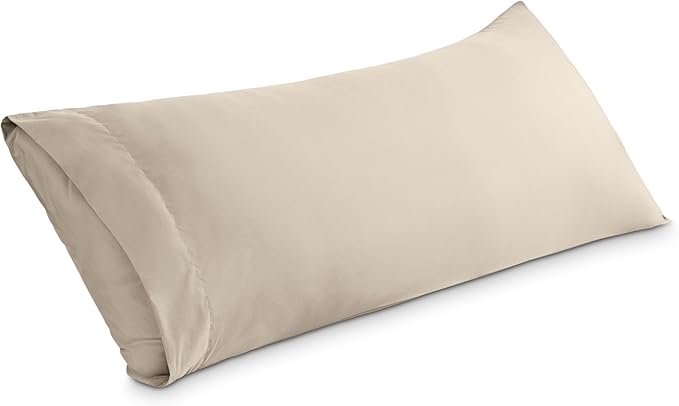 Bare Home Microfiber Body Pillow Cover - Ultra Soft & Cooling - Double Brushed - Envelope Closure - Easy Care (20''x54'' Body Pillow Cover, Sand)