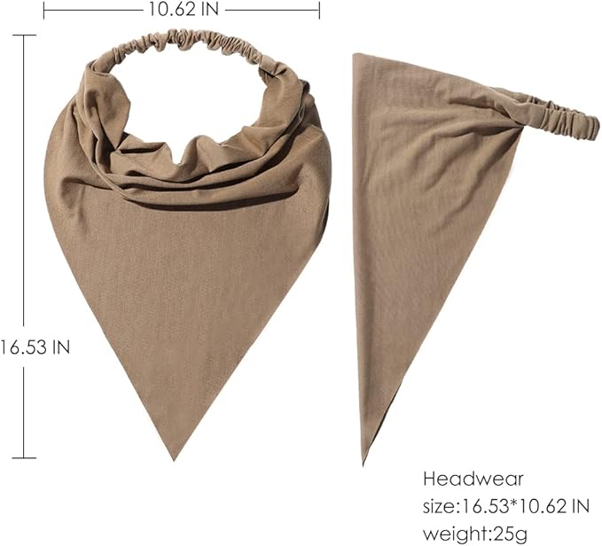 6 Pack Hair Scarf Headband for Women Elastic Bandana Head Scarf Large Boho Triangle Kerchief with Clips Non Slip Scarves