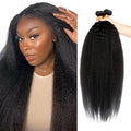 Bundles Human Hair Color 1B Kinky Straight Bundles 24 24 24 Inch Brazilian Virgin Remy Hair Extensions Niegmeag Double Weft Soft and Silky Natural Black Yaki Straight Bundle Hair Weave 300g