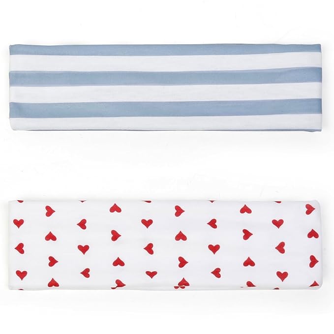TERSE Fashion Women's Headbands for Short Hair Non Slip Elastic Floral Hairbands, Soft Fabric 2 Inches Thick Stripe Head Bands for Girls, Valentine's Day Heart Headbands