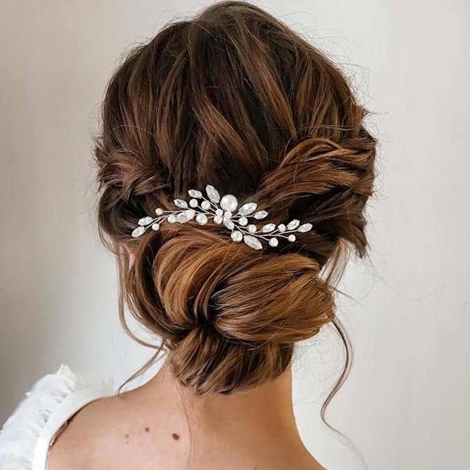 JAKAWIN Pearl Hair Pin Silver Wedding Hair Piece Bridal Hair Accessories for Women HP179 (1 Silver)