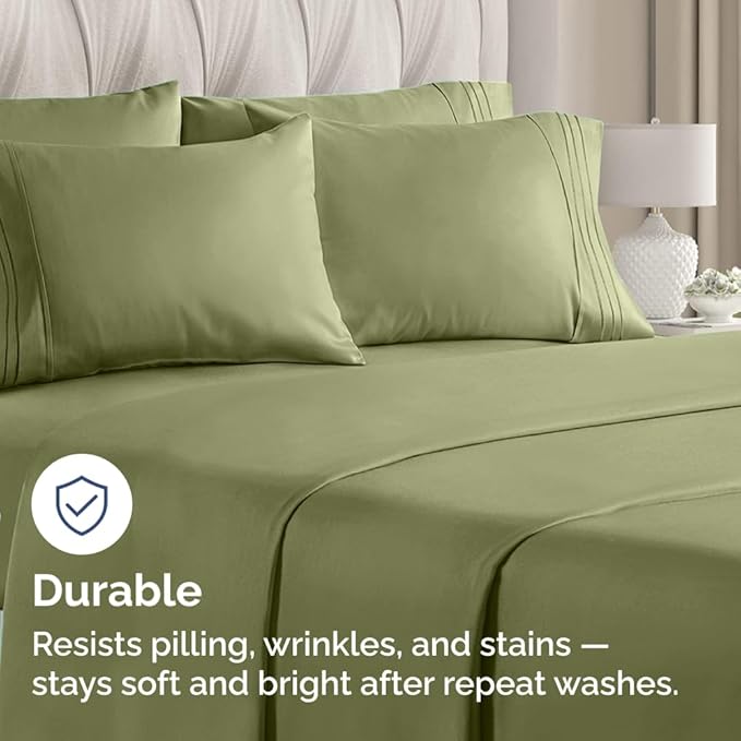 Queen Pillow Cases Set of 6 - Ultra Soft Hotel Quality Pillowcase Covers - Comfy, Cozy & Wrinkle Free - Shrink, Stain & Fade Resistant - Machine Washable Pillow Protectors - 6 Piece Set - Sage Green