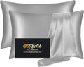 Silk Pillowcase 2 Pack, Natural Mulberry Silk Pillow Case, Anti Acne Silk Pillowcase for Hair and Skin, King Size Silk Satin Pillowcase Set of 2 with Hidden Zipper, Gifts for Women Men, Grey