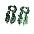 Four Leaf Ladybug Satin Hair Ties for Curly Hair 2 Piece Fashion Bow Scrunchies with Ribbon for St Patricks Day Long Ribbon Hair Ties Knotted Bow