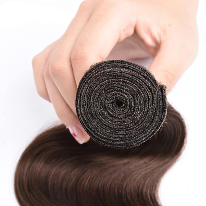 30 Inch Brown Bundles Human Hair Color 4 Body Wave Bundles Brazilian Virgin Remy Hair Extensions Niegmeag Double Weft Chocolate Brown Body Wave Bundle Hair Weave 100g