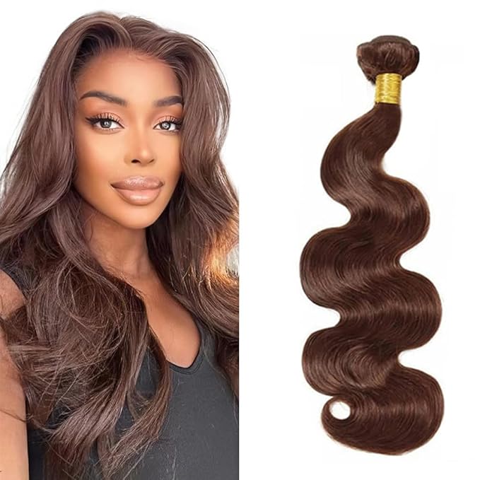 Chocolate Brown Bundles Human Hair Color 4 Body Wave Bundles Niegmeag Brazilian Virgin Remy Hair Single Bundle 14 Inch Brown Body Wave Bundle 100g