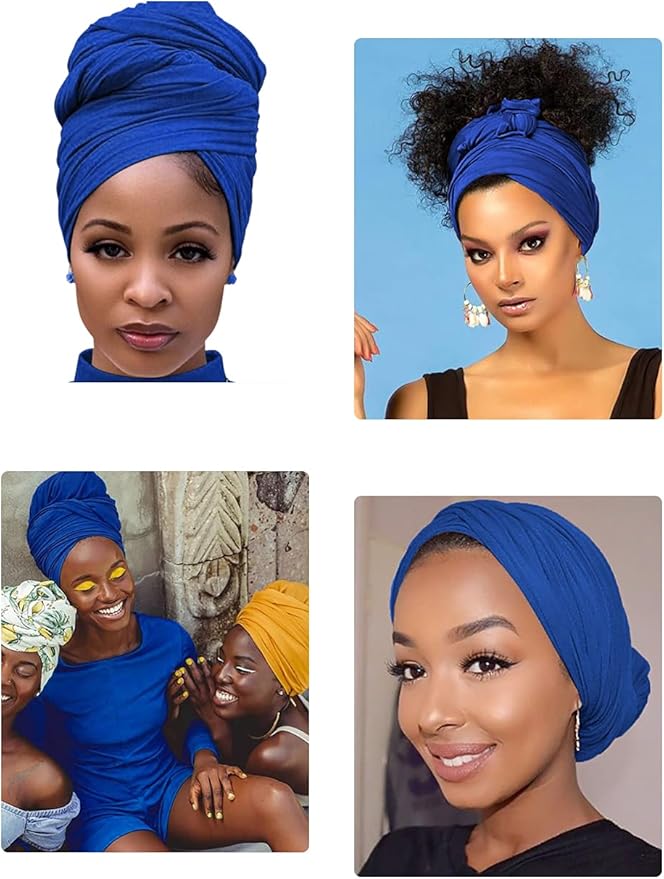 Harewom Head Wraps for Black Women Stretch Head Scarf Long African Hair Wraps Turban Headwraps Jersey Headbands