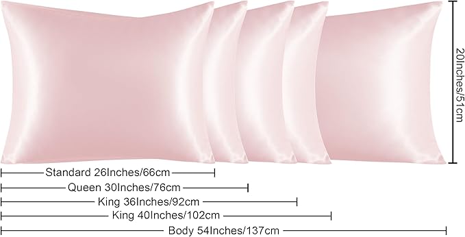 NTBAY 2 Pack Satin Queen Pillowcases for Hair and Skin, Luxurious and Silky Pillow Cases with Envelope Closure, 20x30 Inches, Light Pink