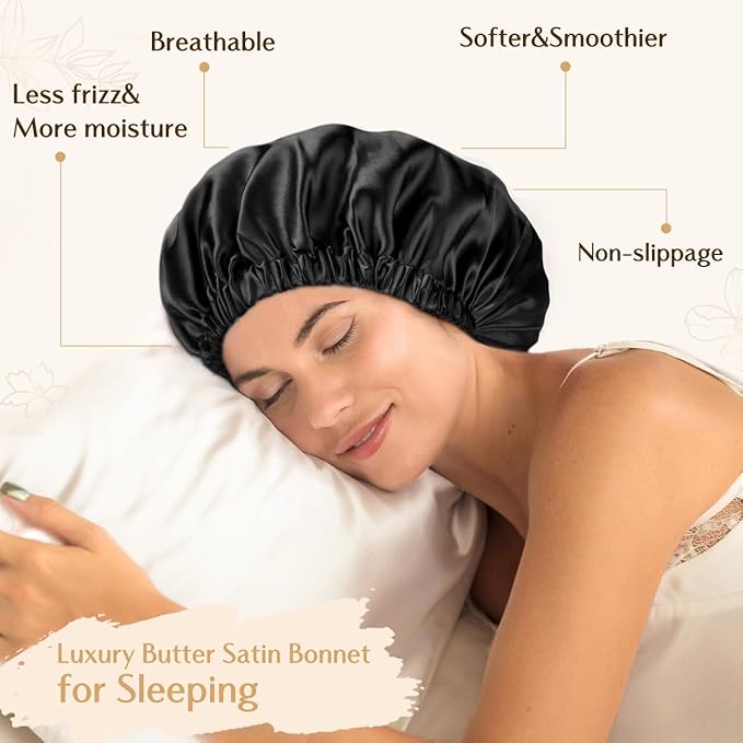 YANIBEST Adjustable Satin Bonnet Double Layer Hair Bonnet for Sleeping Bonnets for Women Hats Curly Natural Hair, Orchid