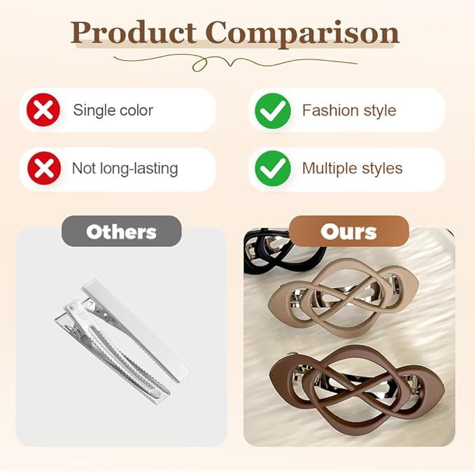 4 Pack Vintage French Barrette Hair Clips, 2025 New Hair Accessories for Women, Strong Hold No Slip Styling (Style C)