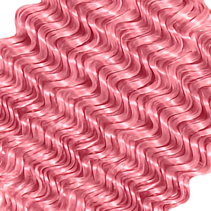 Light Pink Human Hair Bundles Pink Deep Wave Bundles Grade 8A Brazilian Virgin Remy Hair Extensions 24 26 28 Inch Double Weft Hair Weave 300g