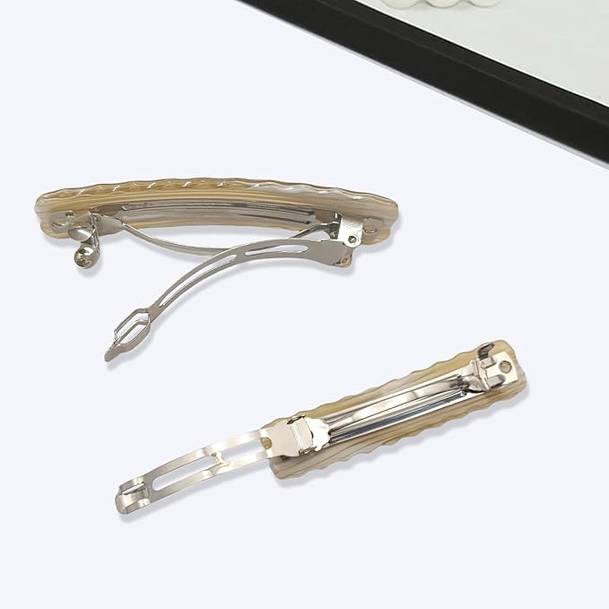 Hair Clips for Women,3.5 Inch Acetate Medium Hair Claw Clips for Women Thin Thick Curly Hair,Strong Hold No Slip Grip,French Classic Multicolor Barrettes Hair （Beige Yellow Oblong）