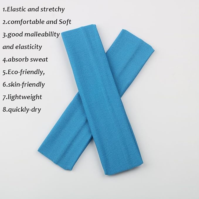 Yoga Sports Headbands,Pack of 24,Soft Elastic Stretchy Athletic Headband Workout Gym Sports Fitness Hair bands