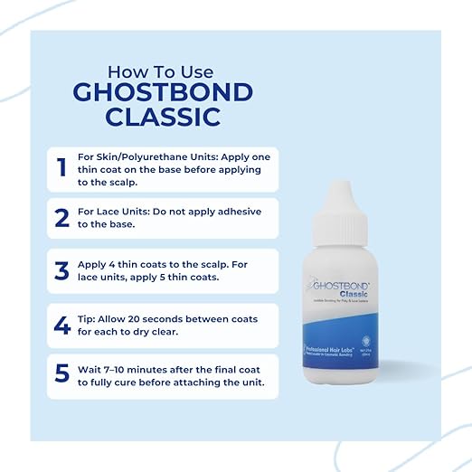 GHOSTBOND Classic Hair Replacement Adhesive 1.3oz - Invisible Wig Bonding Glue: Water & Oil-Resistant, Non-Toxic, Strong Hold For Secure and Natural-Looking Poly & Lace, Wigs & Toupee Systems