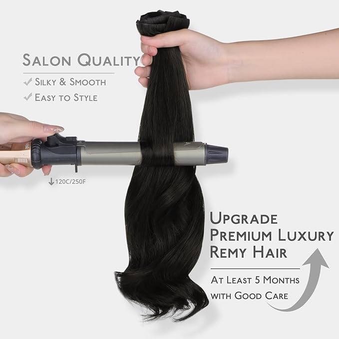 WENNALIFE Invisi Edge Clip in Hair Extensions Real Human Hair, 16 Inch 130g 7pcs Natural Black Seamless Clip in Extensions Remy Hair Clip Ins Invisible Skin Weft Straight Extensiones De Cabello Hmano