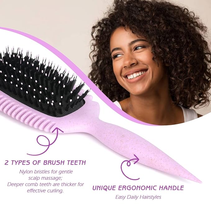 Candy Brush Curl Defining Hair Brush for Effortlessly Detangling Shaping and Styling Curls, Curl Brushes with EdgeLift for All Wet or Dry Hair Types for Women and Girl, Reduce Pulling and Frizzing