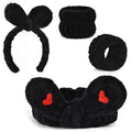 4Pack Headband and Wristband Set for Washing Face, Spa Skincare Makeup Headband, Soft Puffy Hair Band Bow Tie, for Women and Teen Girl Trendy Stuff Gifts