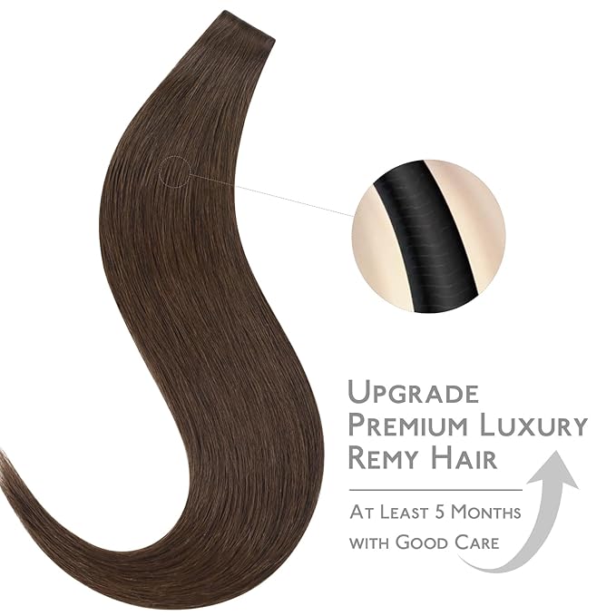 WENNALIFE Invisi Edge Tape in Hair Extensions Human Hair, 24 Inch 30g 10pcs Chocolate Brown Invisible Luxury Remy Hair Extensions Natural Seamless Injected Tape Straight Extensiones De Cabello Humano
