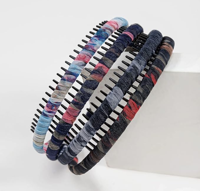 STHUAHE4PC Multicolor Protection Resin Teeth Comb Hair Hoop Hairband Headband Hair Accessories by Beauty hair (Multi-colored-No.24)