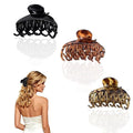 Tortoise Shell Hair Claw Clips for Women - Medium Size Acrylic Hair Clips for Thin & Thick Hair, Non-Slip Grip, Fashion Hair Accessories FEADIR 3 Pcs