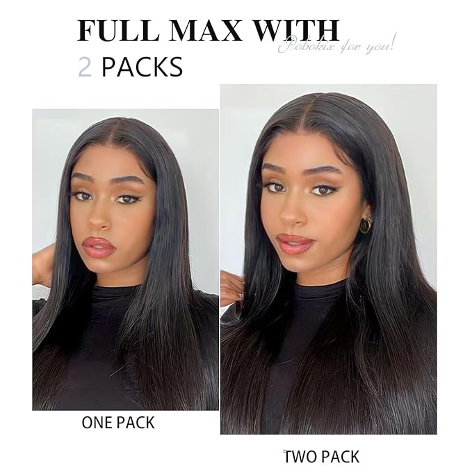 Straight Clip in Hair Extensions Real Human Hair 2 Pack 240g Seamless Clip in Hair Extensions for Women Full Max with 16Pcs PU Skin Weft 22inch Natural Black