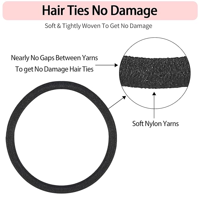 Elastic Hair Ties for Women, Girls & Kids 240 Bulk Pack, 4MM Ponytail Holders for Thick, Medium, Thin, Fine and Short Hair Rubber Bands Colorful Hair Accessories (40 Assorted Colors)