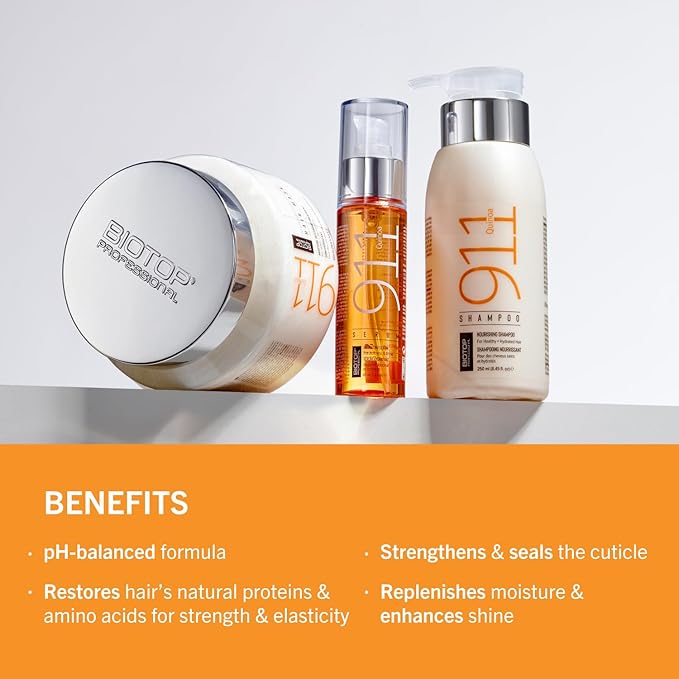 Biotop Professional 911 Quinoa Hair Conditioner - Hydrating Conditioner for Hair Health + Frizz Control - Repairing, pH Balancing & Nourishing Treatment for Dry Ends - (16.9 oz/500ml)