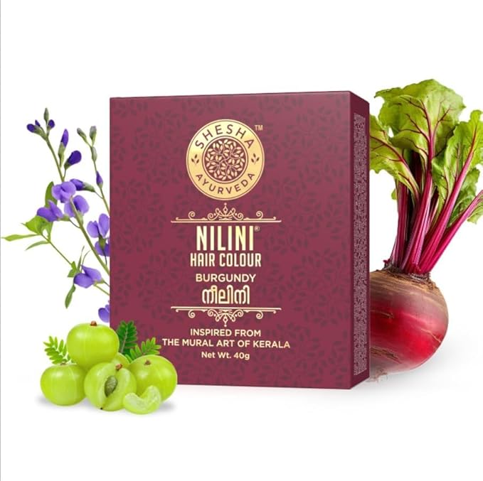 Ayurveda Nilini Hair Colour - Ayurvedic, No Ammonia, No Peroxide, No Perborates, No Bleach, Natural Burgundy Colour (40g)