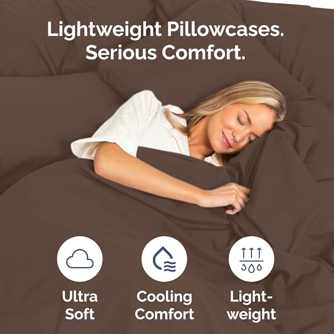 Standard Pillow Cases Set of 10 - Ultra Soft Hotel Quality Pillowcase Covers - Comfy, Cozy & Wrinkle Free - Shrink, Stain and Fade Resistant - Machine Washable Pillow Protectors - 10 Pcs Set - Brown