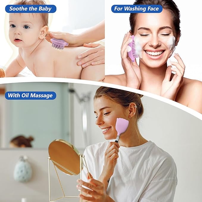 Back Scratcher Extendable with 6 Detachable Scratching Heads and Hair Scalp Massager for Itches Lotion Application Spa Adults Women Men Seniors The Disabled Baby Purple