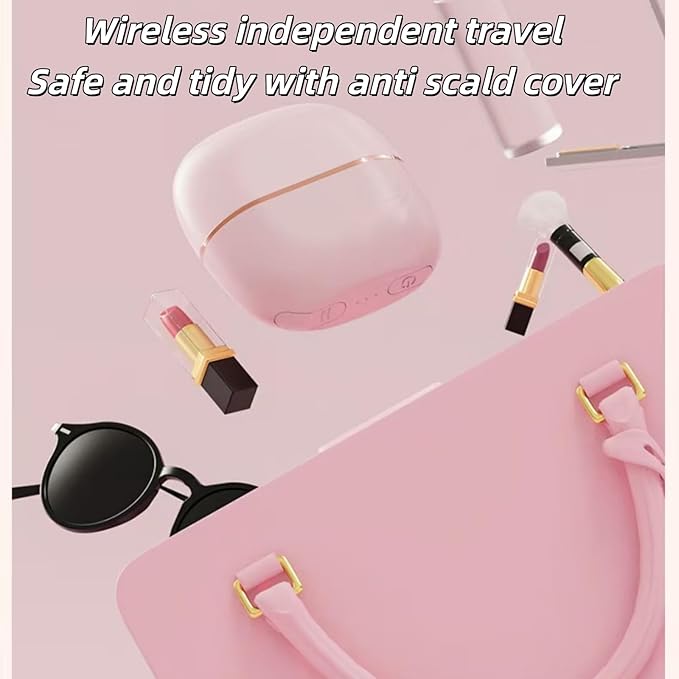 Mini Straightener, Rechargeable Portable Hair Straightener Brush, Cordless and Portable,Travel Straightene Mini,Fast Heating,Suitable for Travel (Pink)