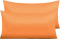 NTBAY Zippered Satin Pillow Cases for Hair and Skin, Luxury King Hidden Zipper Pillowcases Set of 2, 20x36 Inches, Orange