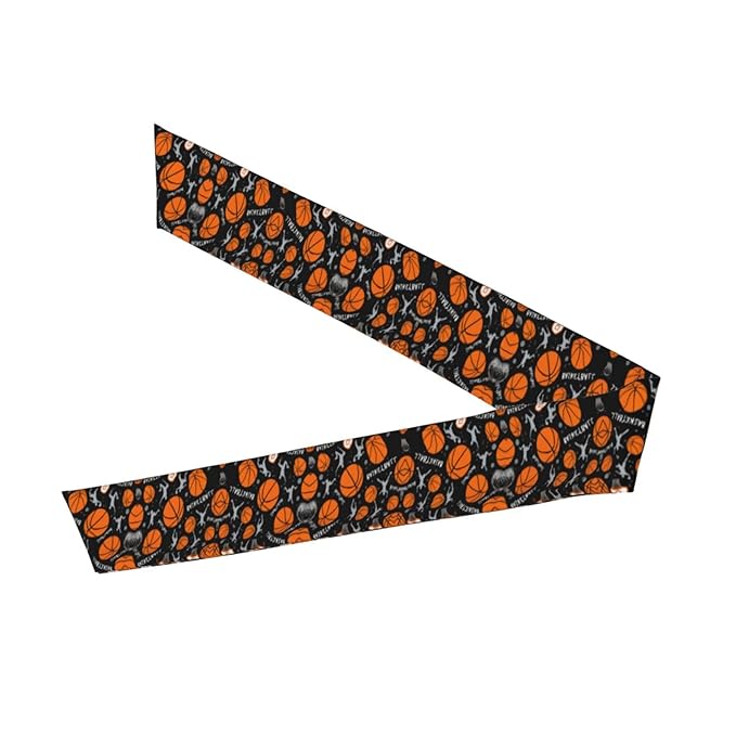 Men's Women Fashion Sports Sweatband Hand Decor for Running Fitness Spa, Long Multifunction Game Sports Basketball Print Head Ribbon Headwear