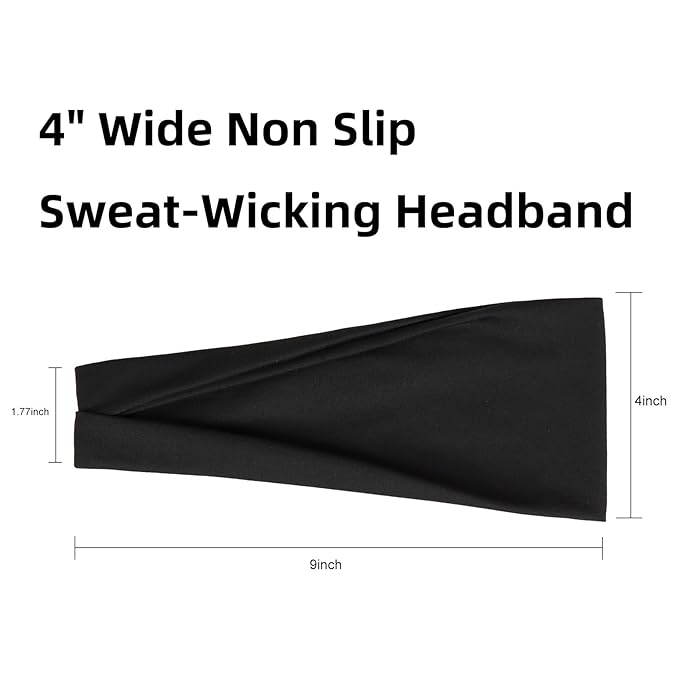 TERSE Black Headbands for Women Hair Bands for Women’s Hair Non Slip Women Thick Headband Stretchy Sweat Bands Headbands for Yoga Workout Every Day Basic Fashion Accessories