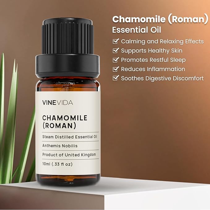VINEVIDA Chamomile Roman Essential Oil - Pure, Undiluted Chamomile Oil for DIY Candle Scents - 10 mL