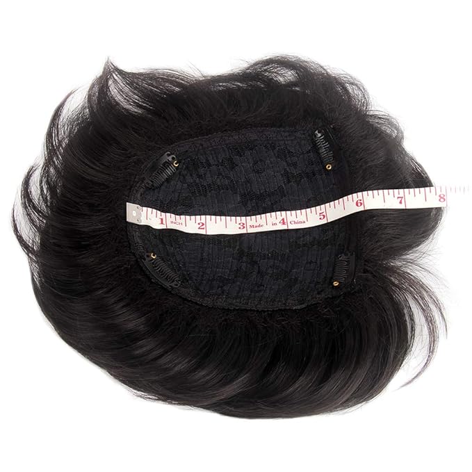 H&Bwig toupee for men, Short Toppers Hairpiece Clip in Hair Extensions for Covering White Loss Hair Toupee (Natrual Black), include Mens toupee tape