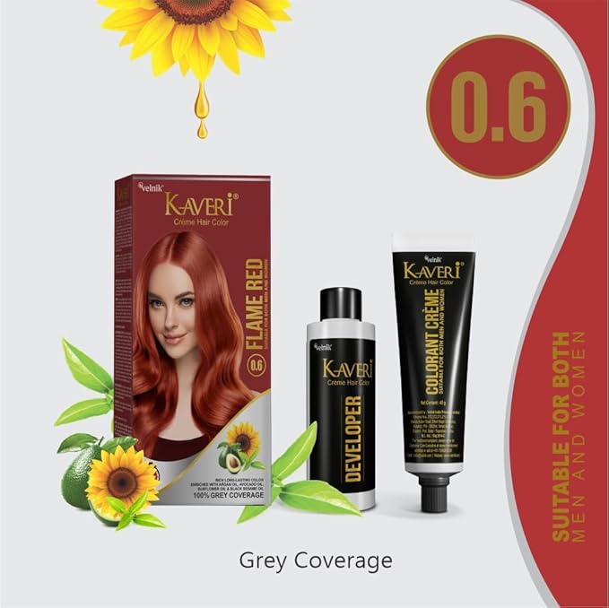 Creme Hair Color Permanent Hair Dye Color - With Improved Creme Formula for 100% Gray Coverage Ammonia Free Hair Color Dye for Rich Bright Long lasting (Flame Red, 3.04 Fl Oz)