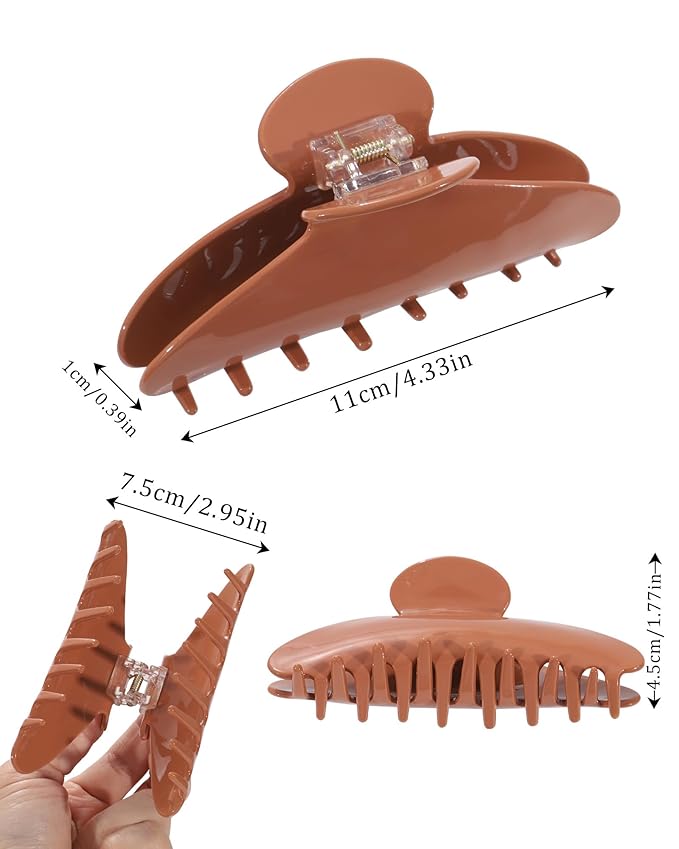 HAIMEIKANG Large Acetate 4 Inch Hair Claw Clip for Women - French Style Hair Claws for Thick Hair with Non-Slip Teeth, Hair Accessories for Updos, Buns & Ponytails