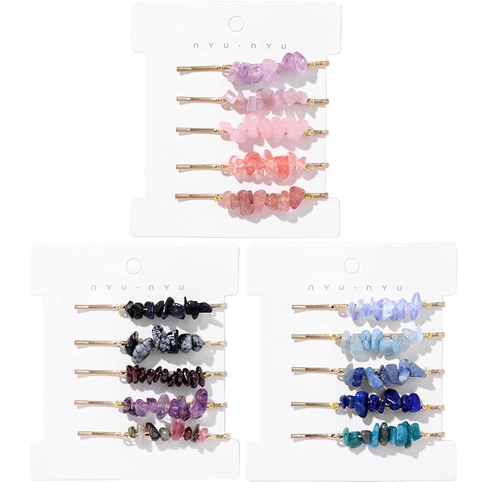 Crystal Hair Pins Gemstone Jeweled Bobby Pin Decorative Hair Accessories for Women Colorful Hairpins Set of 15