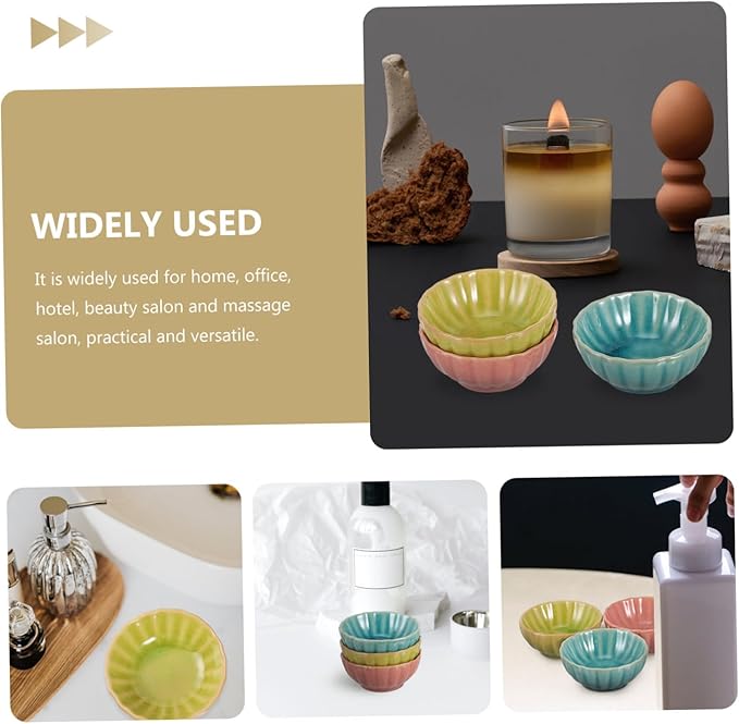 3Pcs Ceramic Essential Oil Bowls 2.83 Inch Spa Mixing Dishes for Aromatherapy Facial Mask and Hair Color Treatments Smooth Finish Salon Color Bowls